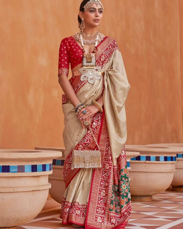 Patola Print Saree with Contrast