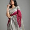 Batik Hand Dyeing Slub Linen Saree - Image 6