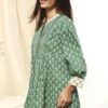 Women Green Cotton Printed Short A-Line Kurta - Image 5