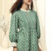 Women Green Cotton Printed Short A-Line Kurta - Image 3