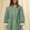 Women Green Cotton Printed Short A-Line Kurta